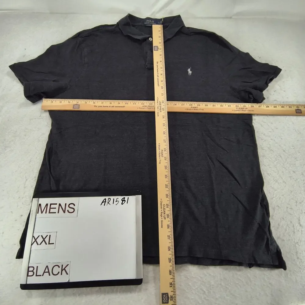 Polo Ralph Lauren Classic Fit Collared Long Sleeve Polo Shirt Men Size 2XL Black